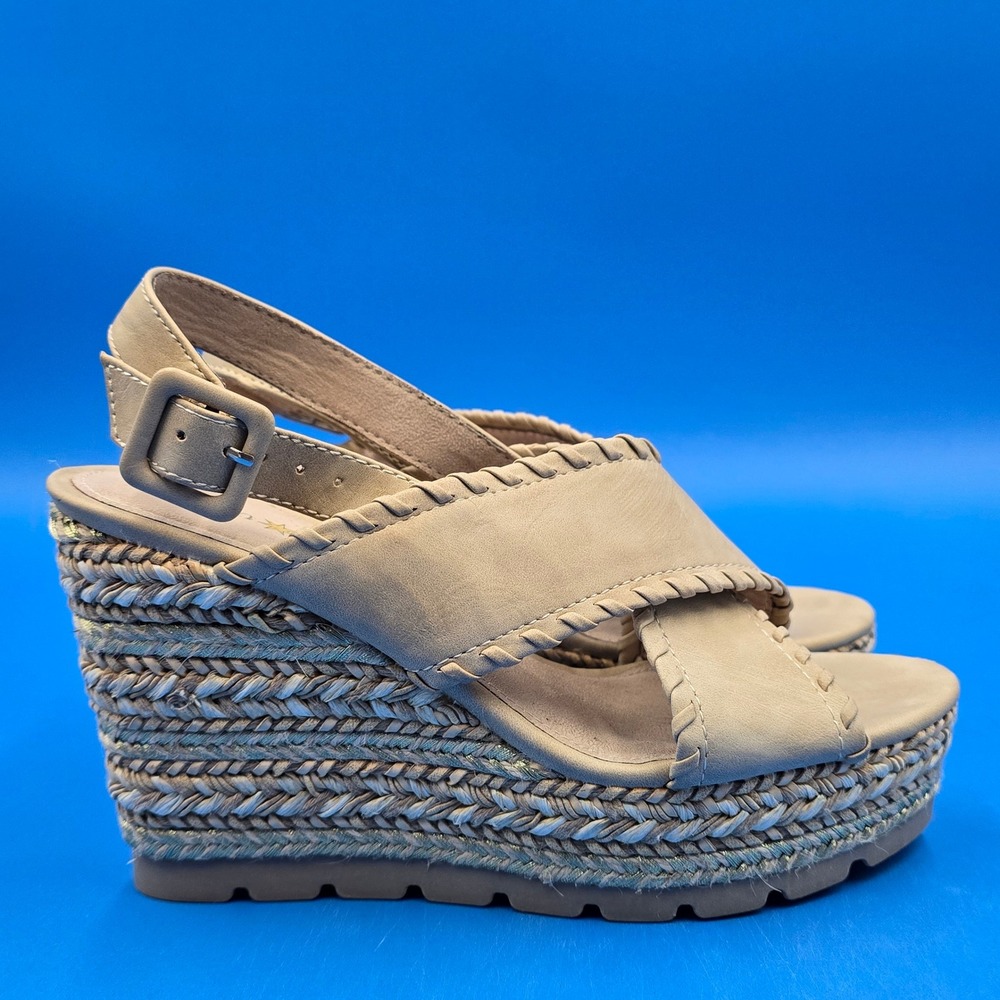Seven Dials Alessandra Tan Espadrille Wedge Sandals Metallic Gold 7M Boho Summer